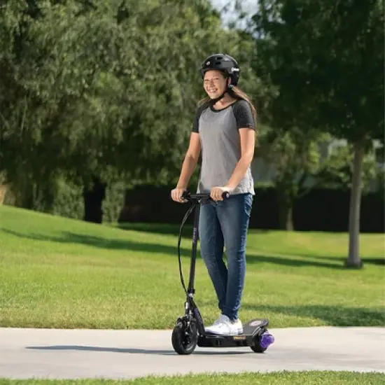Razor Power Core E100 Electric Scooter with Aluminum Deck for Kids Ages 8+, 120 lb Weight Capacity, Purple &ndash; 11 Mph, 60-Min Ride Time, Pneumatic Tire image {3}