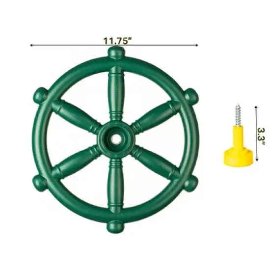 Green and Yellow Outdoor Playground Captain Pirate Ship Wheel, Plastic Playground Swing Set Accessories Steering Wheel image {5}