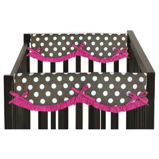 Bacati - Butterflies/Ladybugs Crib Rail Guard Covers Pink/Chocolate set of 2 image {2}