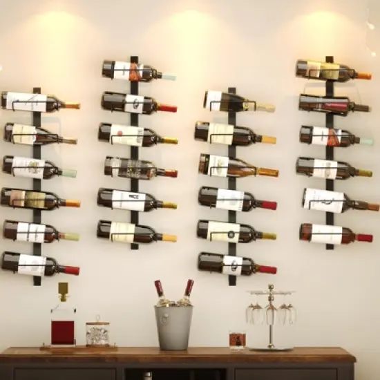 Itopfox 2 Pack Wall Mounted Wine Rack for 24 Bottles, Detachable Wine Storage Organizer Display Holder for Kitchen, Dining Room, Bar, Wine Cellar image {2}