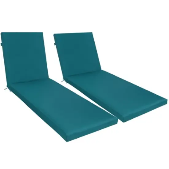 FURNIinspire Outdoor Seat Cushions Chair Cushion Replacement Outdoor Chaise Lounge Cushion 2 PCS For Patio Garden, Backyard, Blue, 75"*24"*2.7" image {3}