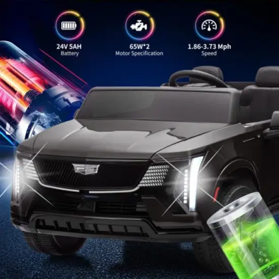 Garvee 24V 2-Seater Ride On Car for Kids, Licensed Cadillac Electric Truck with Remote Control, LED Lights, Music, Battery Powered Ride On Toy image {3}
