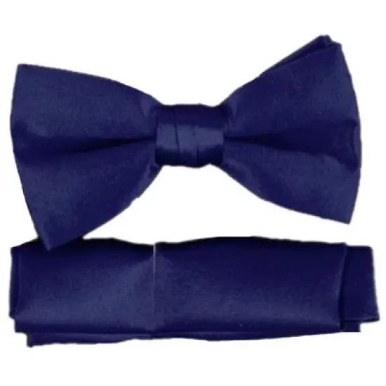 New Men's Solid Pre Tied Bow Tie and Hanky Set image {5}