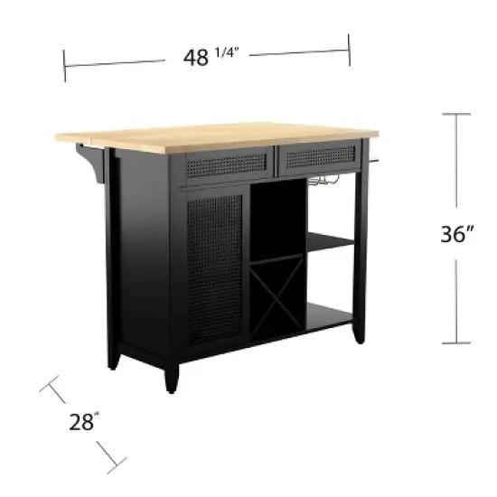 Ultom Expandable Freestanding Kitchen Island Black/Natural - Aiden Lane image {8}