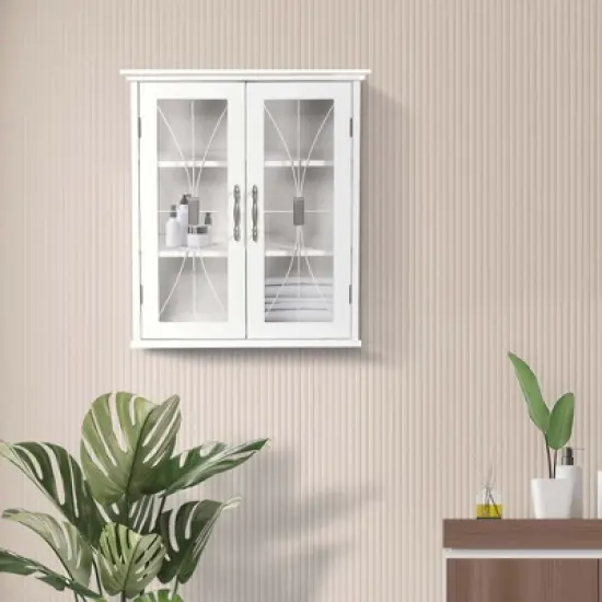 Teamson Home Delaney Removable Wooden Wall Cabinet with 2 Doors- White image {2}