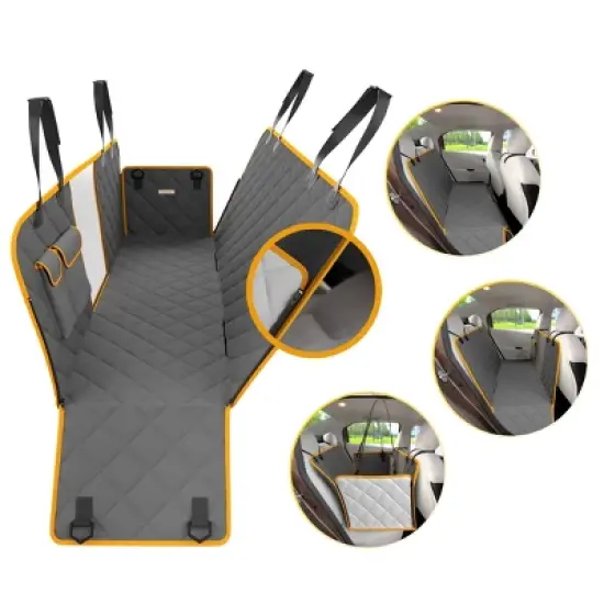 PAWBEE Dog Car Seat Cover &ndash; Premium Nonslip Dog Seat Covers for Cars + seat belt &ndash; Waterproof Pet Hammock with Front Mesh Window for car, SUV, Truck image {2}