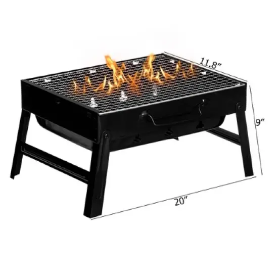 Gardenised Portable Charcoal Grill Foldable Stainless Steel BBQ for Camping Backyard Tailgating Hiking Picnic image {5}