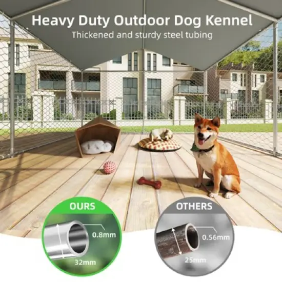 XBRIGH Outdoor Dog Kennel with Waterproof Cover,UV-Resistant Roof and Secure Locking Mechanism for Large Dogs,Durable Metal Enclosure image {2}