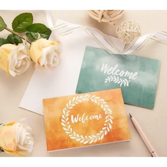 Paper Junkie 48 Pack Bulk Welcome Note Cards with Envelopes for Guests, Employees, Business, Floral Design, Blank Interior 4x6 In image {2}