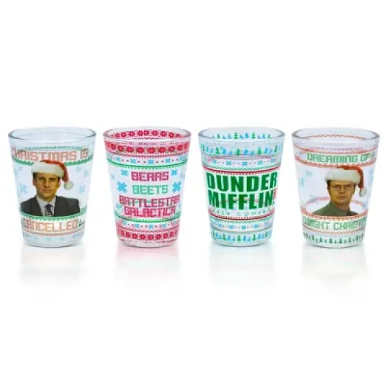 Silver Buffalo The Office Dunder Mifflin Holiday 1.5-Ounce Mini Shot Glasses | Set of 4 image {9}