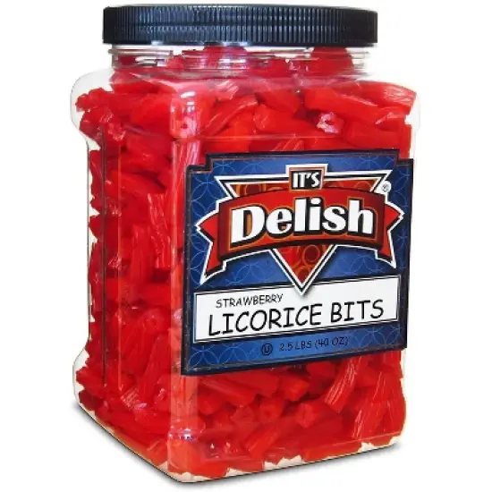 Strawberry Licorice Bits by It's Delish, 2.5 LBS (40 Oz) Jumbo Container Jar image {6}