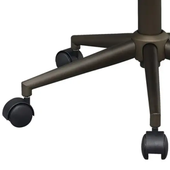 Fabric Office Chair with Curved Back and Contrast Stitching Brown - Benzara image {3}