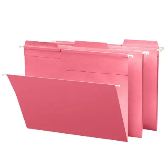 Smead FasTab  Hanging File Folder, 1/3-Cut Built-In Tab, Letter Size, Dark Pink, 9 per Pack (64014) image {5}