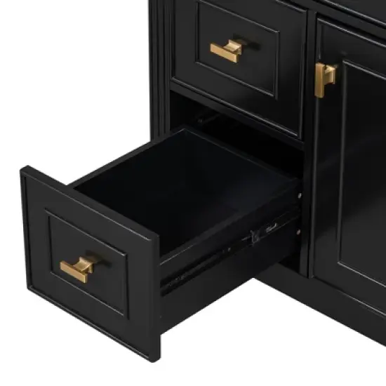 30" Bathroom Vanity with Ceramic Sink, Flip Drawer, 2 Storage Drawers & Adjustable Shelf, Compact Freestanding Vanity Cabinet - image {12}