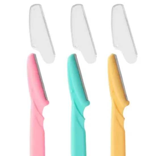 Glamlily 60-Pack Eyebrow Facial Razor for Women, Multipurpose Dermaplane Hair Remover Trimmer Tool, Colorful Shaving Bulk Set, 3 Colors, 6x1.4 In image {6}