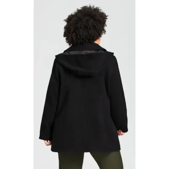Women's Plus Size Faux Wool Peacoat - black | AVENUE image {1}
