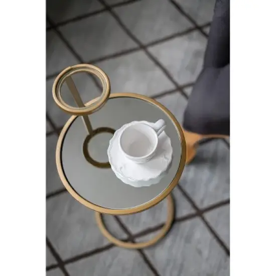Round Chair Side Table Gold/Clear - A&B Home image {3}