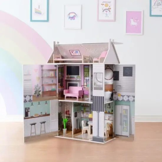 Olivia's Little World by Teamson Kids Wooden Dreamland Farmhouse Dollhouse Set image {4}