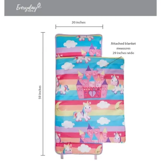 Everyday Kids Unicorn Nap Mat with Removable Pillow &ndash; Soft, Roll-Up Sleeping Bag for Kids Ages 3&ndash;6 &ndash; Great for Preschool, Daycare & Travel image {9}