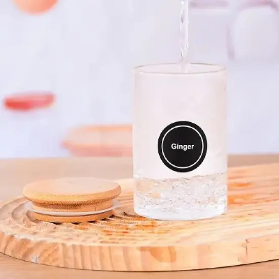 12 Pcs Round Spice Jars with Bamboo Lids and Stickers, Glass Storage Jars, Candy Jars, Coffee Jars, Salt Jars, Pepper Jars, Tea Jars image {12}