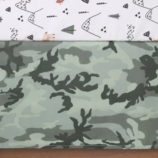 The Peanutshell Woodland Camo Baby Crib Bedding Set - Green/White - 3pc image {4}
