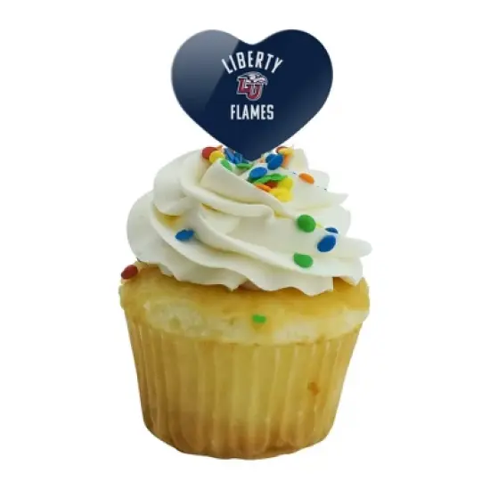 Liberty University Flames Logo Heart Love Cupcake Picks Toppers Decoration Set of 6 image {4}