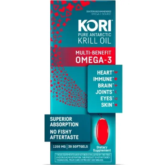 Kori Krill Oil Superior Omega-3 1200mg Standard Softgels - 30ct image {8}