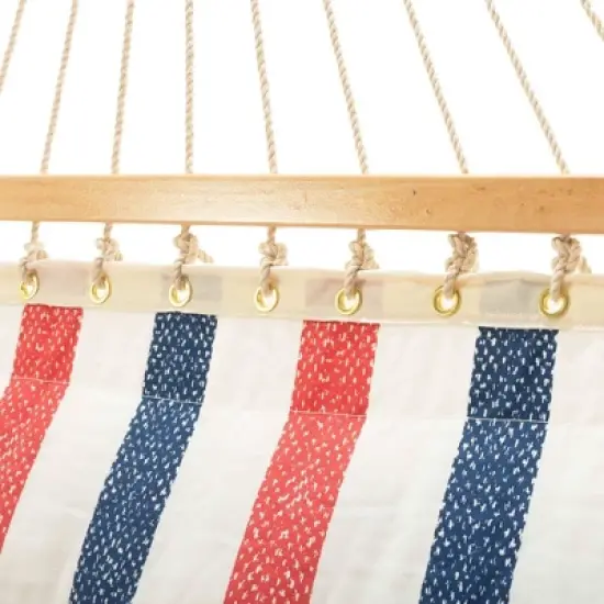 11.5' Pillowtop Outdoor Fabric Hammock Twill Stripe Red/Blue/White - Threshold&trade; image {2}