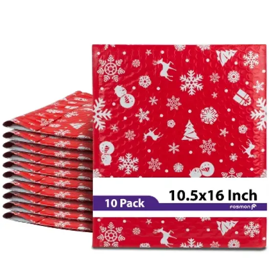 Fosmon 10.5 x 16 #5 Christmas Holiday Poly Bubble Mailer Gift Wrap, Lightweight Water/Dust/Shock/Tear Resistant Padded Shipping Envelopes image {9}