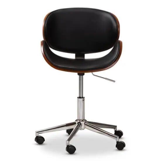 Ambrosio Faux Leather Upholstered Chrome Finished Metal Adjustable Office Chair Black - BaxtonStudio image {9}
