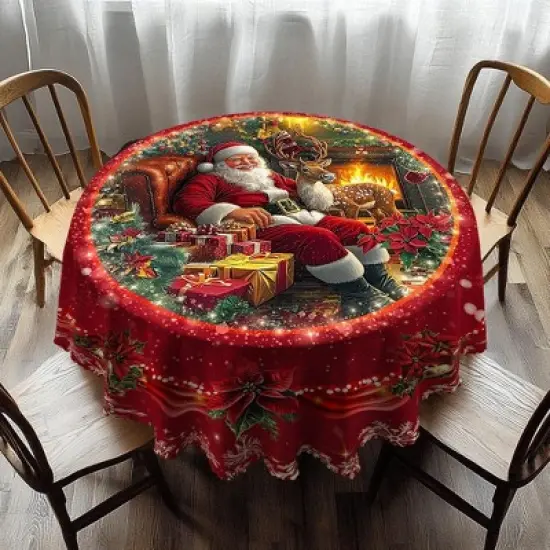 LOVEVOOK Merry Christmas Tablecloth, Snowman Tablecloth, Snowflake Table Cloths Stain Resistant Dining Table Cover for Holiday Decor image {7}