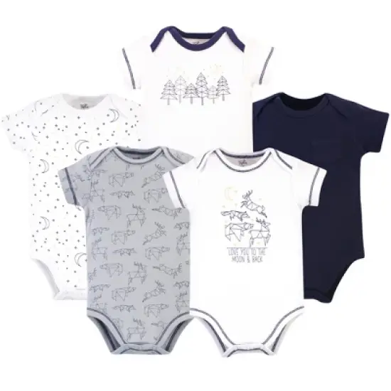 Touched by Nature Baby Boy Organic Cotton Bodysuits 5pk, Constellation image {6}
