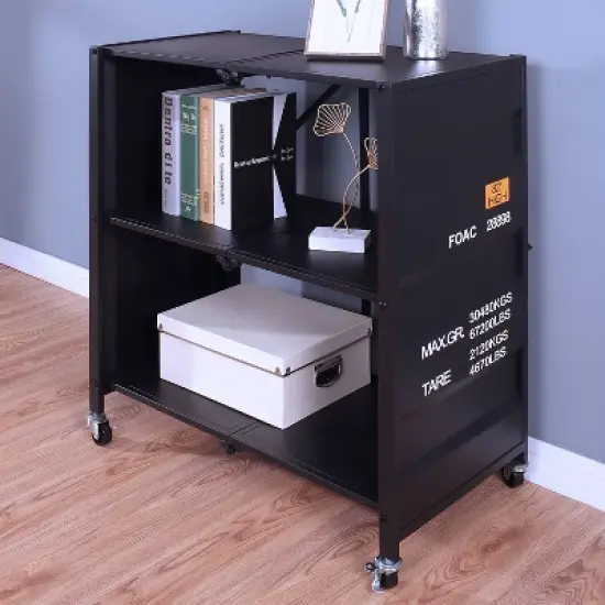35" Conlig Steel Folding Bookcase with Wheels - miBasics image {1}