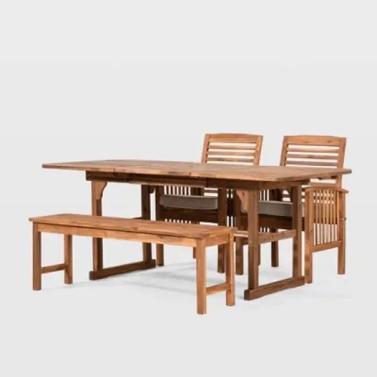 Ravenscroft 4pc Extendable Acacia Wood Outdoor Dining Set - Saracina Home image {7}