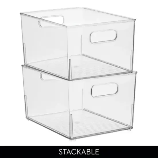 iDesign Small Stackable Bathroom Storage Bin - Set of 4 - Clear - Made in USA image {5}