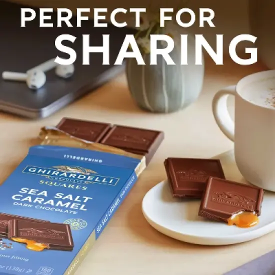 Ghirardelli Sea Salt Caramel Dark Chocolate Candy SQUARES Bar - 4.8oz image {4}