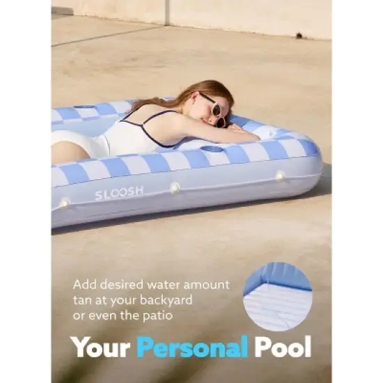 Sloosh Pool Floats Adult Pool Tanning Bed with Pillow, Suntan Pools Float Raft Tanning Pool for Adult Pool Lounger image {3}