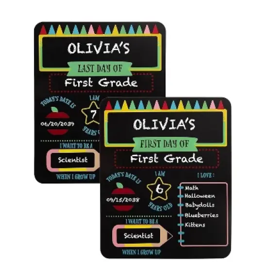Pearhead First Day of School Reversible Chalkboard Sign - Crayons image {5}
