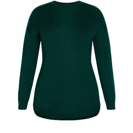 Women's Plus Size Tully Curved Hem Sweater - green moss | AVENUE image {4}