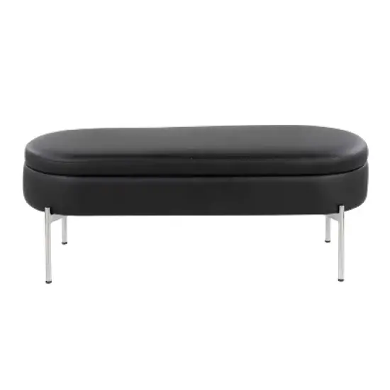 48" Chloe PU Leather/Metal Storage Bench Chrome/Black - LumiSource image {5}