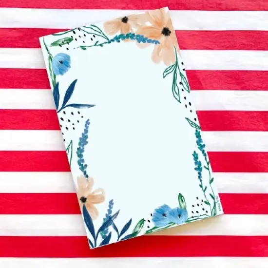 Indigo 5" x 8" Floral Notepad by Ramus & Co (50 Heavyweight Tear-Off Sheets) image {1}