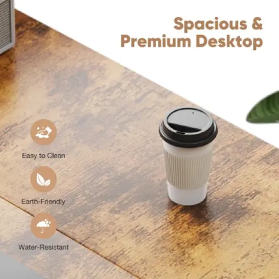 Kumasinova Computer Desk with Drawers,Office Desk with Storage Shelf,Gaming Table with Side Hook,Spacious Work Desk for Home Office image {4}