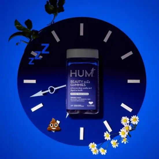 HUM Nutrition Beauty zzZz Sleep & Digestive Regularity Vegan Gummies 3mg Melatonin + FOS prebiotic fiber, Sleep Aid - 50 ct image {2}