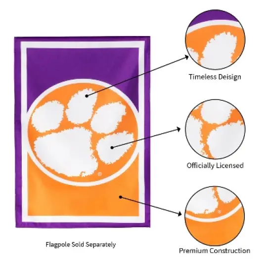 Evergreen Flag, DS New Burlap, Reg, Clemson University image {4}