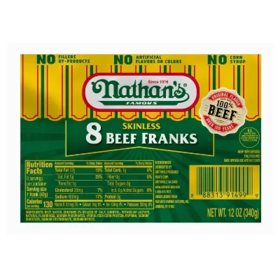 Nathan's Famous Skinless Beef Franks - 12oz/8ct image {5}
