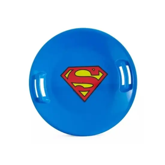 Slippery Racer Downhill Pro Round Heavy-Duty Cold Resistant Batman and Superman Adults and Kids Plastic Saucer Disc Snow Sled Set with Handles, 2 Pack image {2}