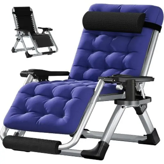 Docred Standard & XL Zero Gravity Chair with Cushion, Cup Holder & Headrest for Lawn, Patio & Pool image {13}