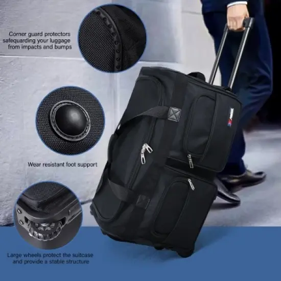 NEW YORK XPRESS TB-328 Rolling Duffel Bag with Wheels, Retractable Handle, Foldable (22", 30", 36", 40")) image {3}