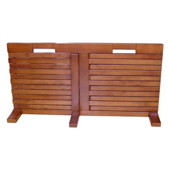 Merry Products 3 Sided Hardwood Acacia 6 Foot Extending Freestanding Adjustable Indoor Dog Gate-N-Crate Enclosure for Small to Medium Pets, Walnut image {2}