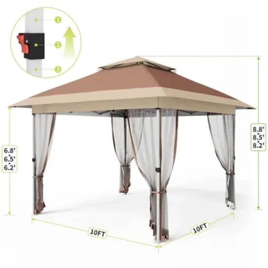 WhizMax Pop Up Outdoor Gazebo with Removable Curtains and Silver Coated Canopy image {1}